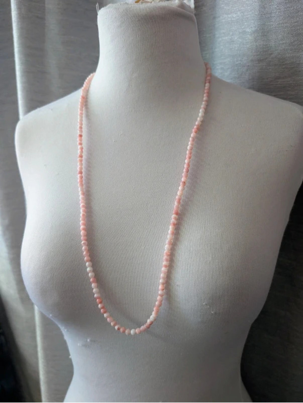 Vintage 80s Pink Agate Bead Necklace